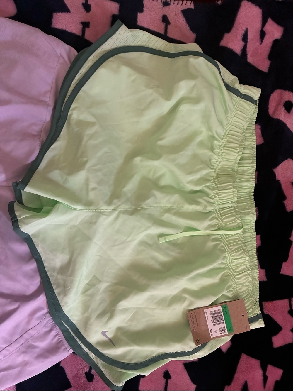 Nike Women’s Athletic Shorts Trio — White, Neon Green, Light Lavender - Picture 2 of 4